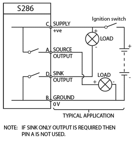 Application Circuit Diagram - Amphenol Rochester Sensors S286 Capacitance Oil Level Switches